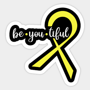 Be You Tiful Hydrocephalus Awareness Yellow Ribbon Warrior Support Survivor Sticker